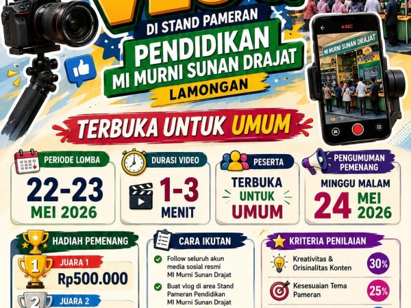 🎥 LOMBA VLOG PAMERAN PENDIDIKAN MI MURNI SUNAN DRAJAT 2026 🎉
